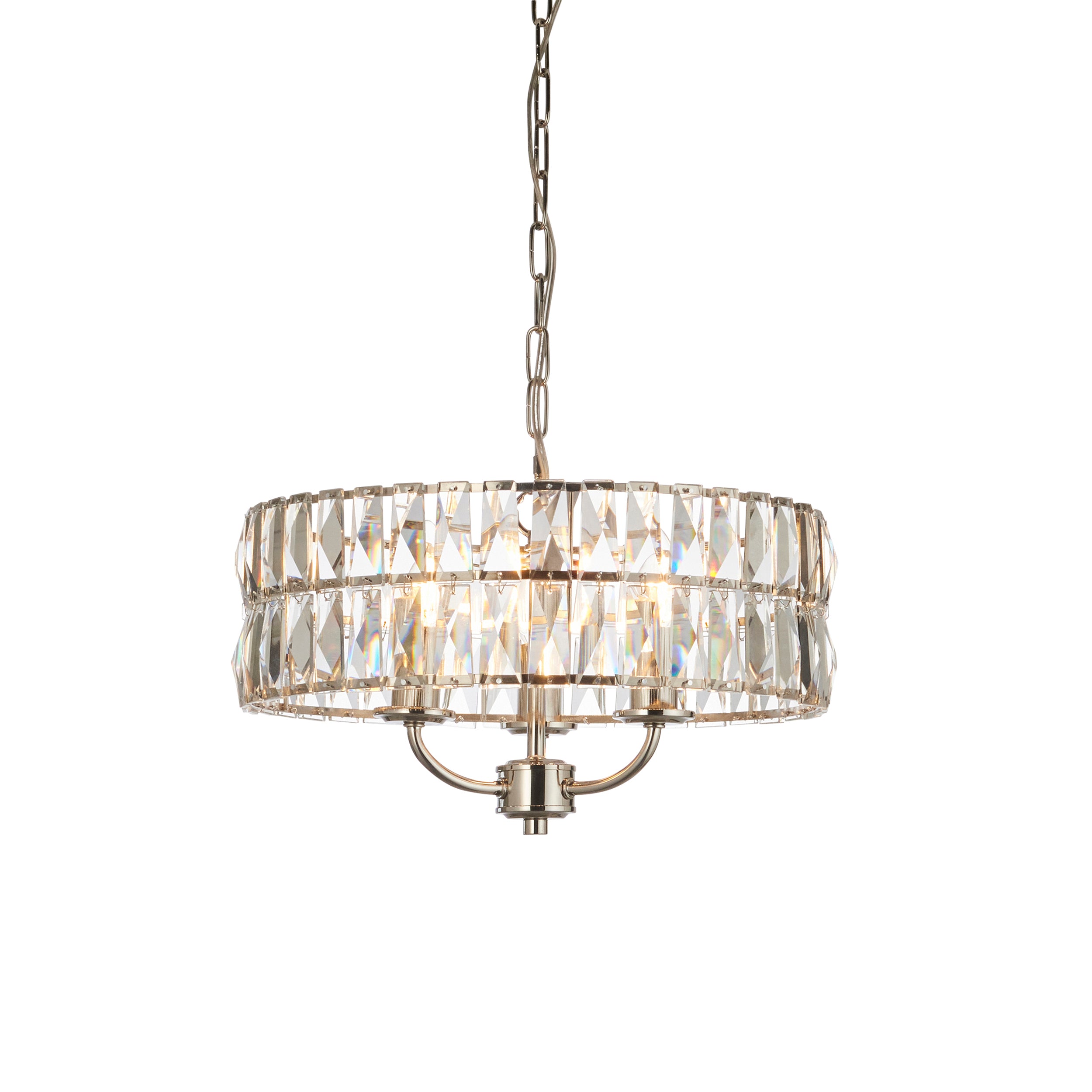 Clifton Decorative Nickel & Clear Faceted Glass 3 Light Pendant