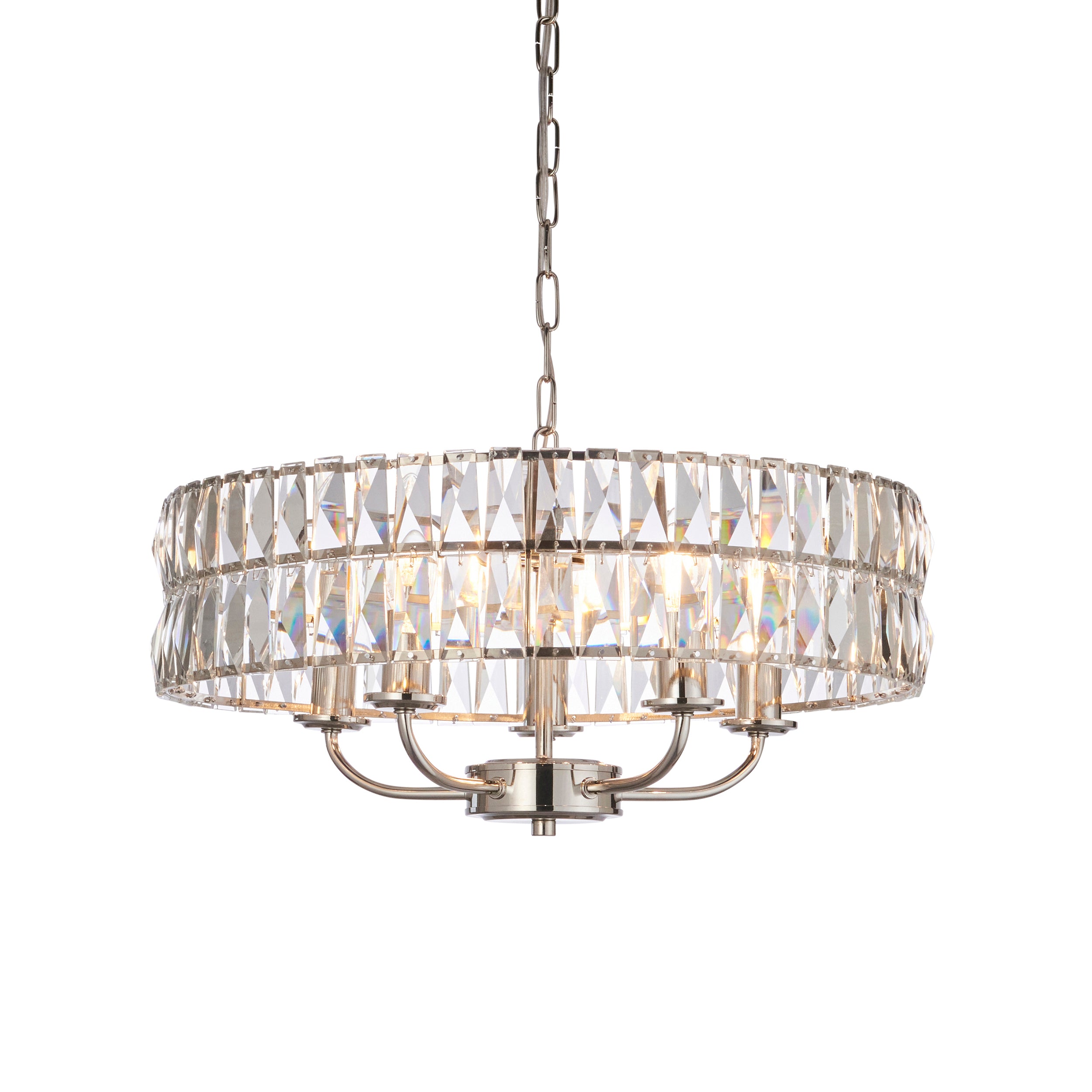 Clifton Decorative Nickel & Clear Faceted Glass 5 Light Pendant