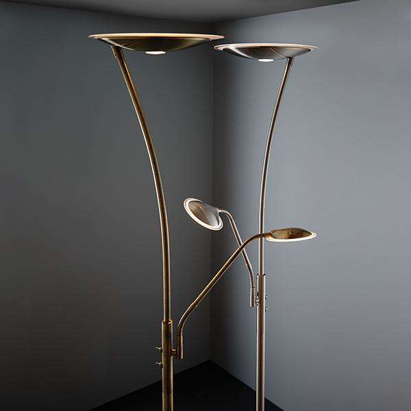 Armstrong Lighting:Alassio Mother & Child Brass Base Floor Lamp