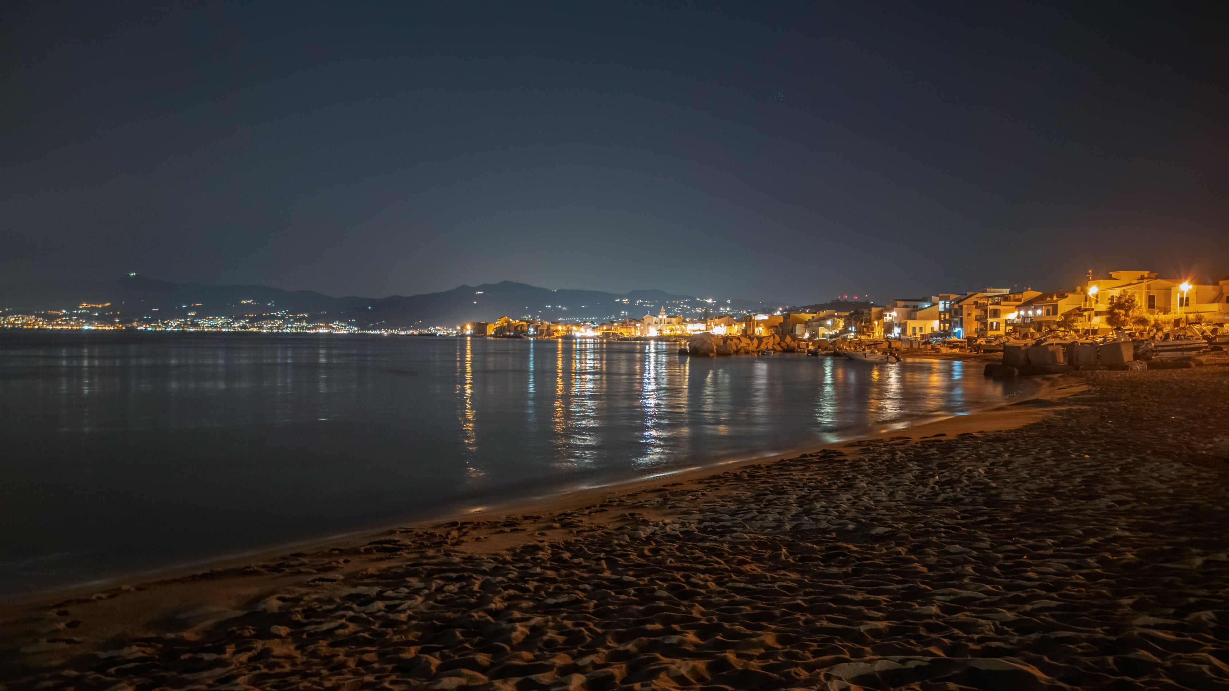 Coastal lighting at night