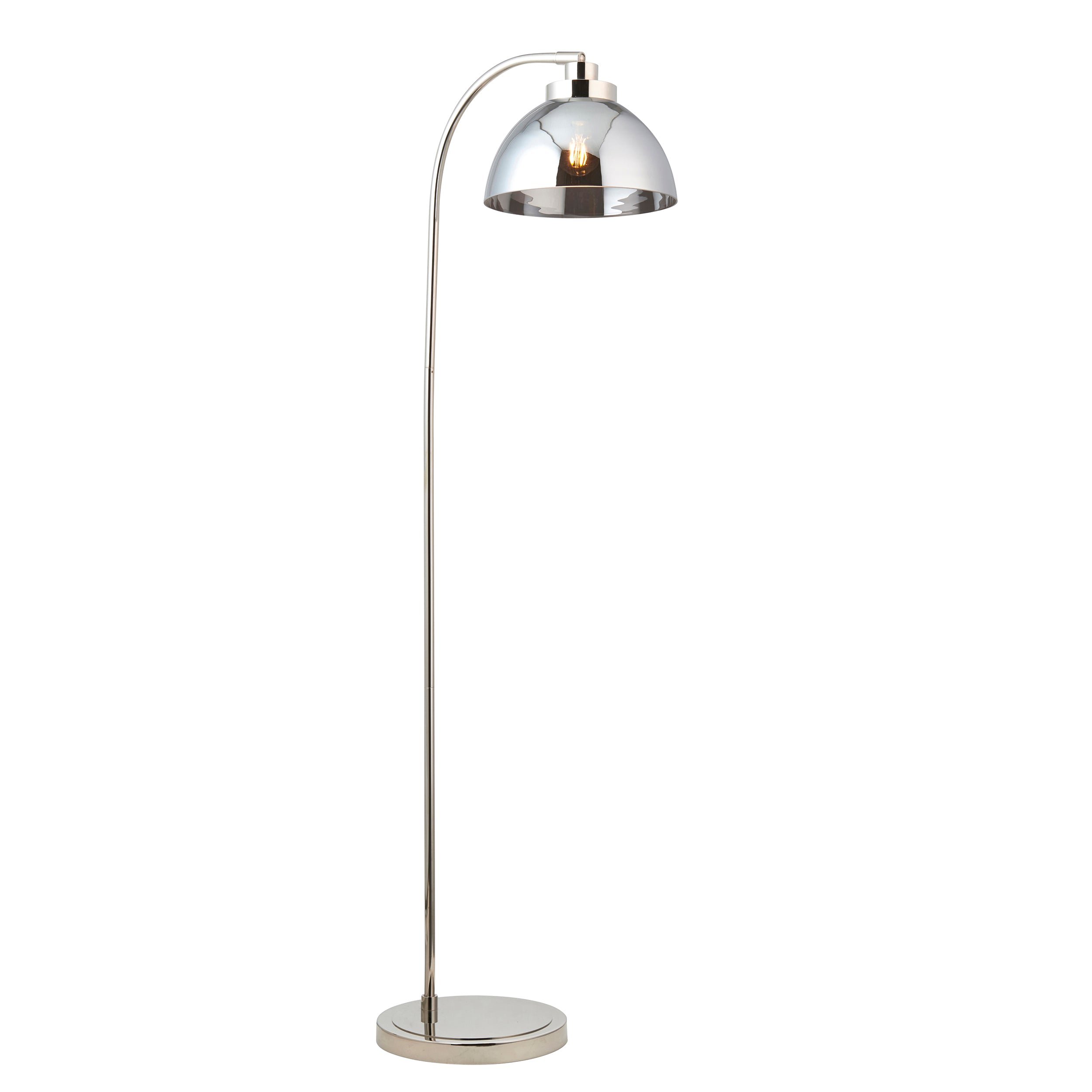 Caspa Floor Lamp. Bright Nickel Plate & Mirrored Glass