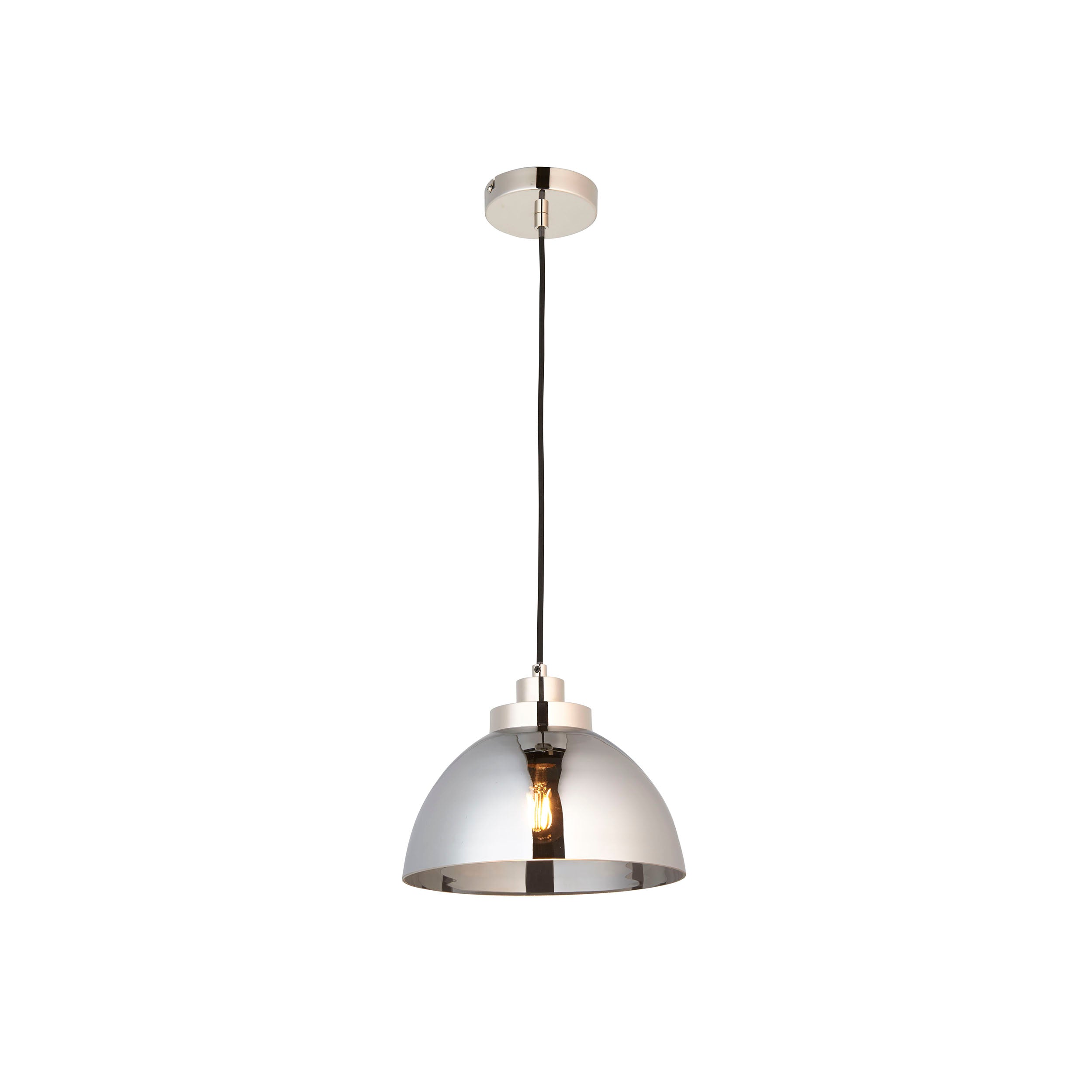 Caspa Pendant. Bright Nickel Plate & Mirrored Glass