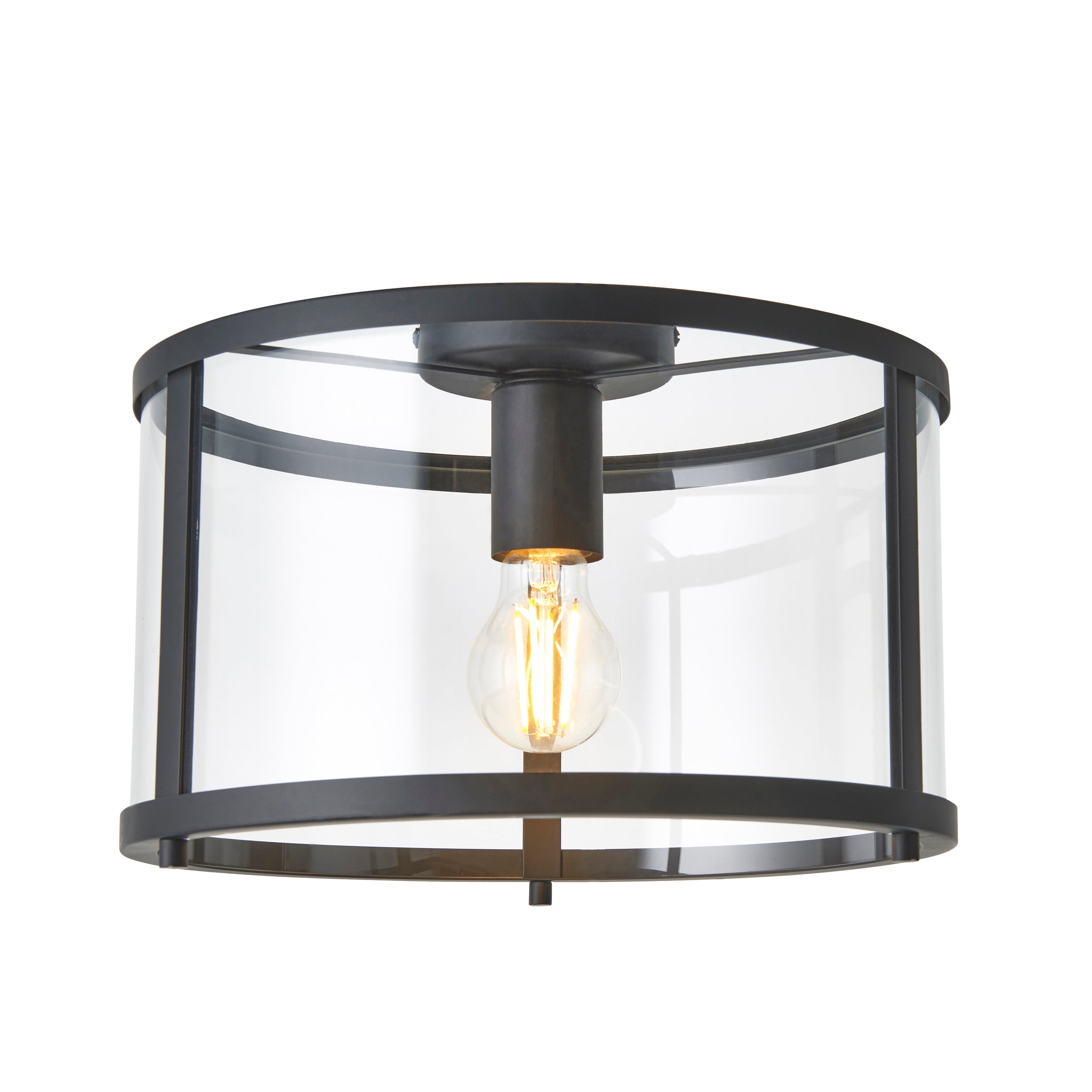 Hopton Simple Matt Black and Glass Ceiling Light