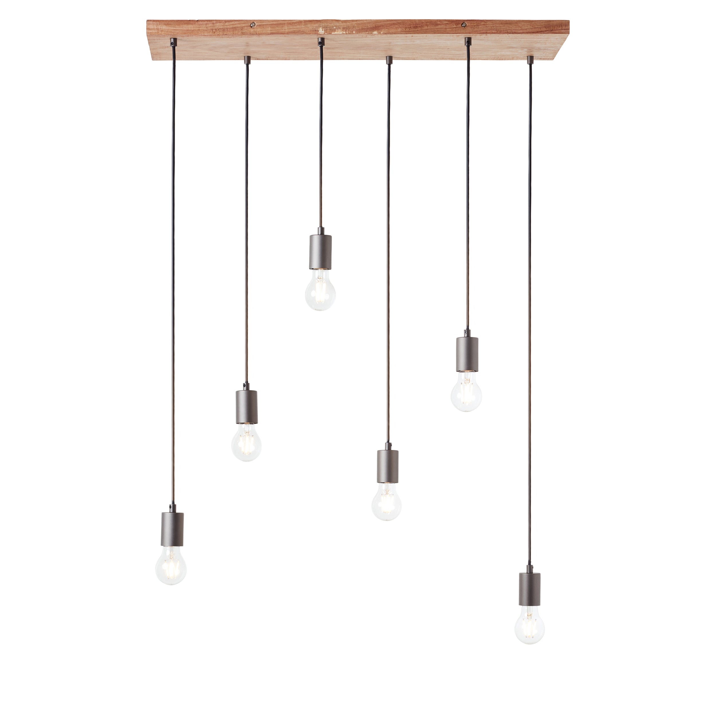 Stellan 6 Light Pendant. Oak Stained Plywood & Anthracite Finish