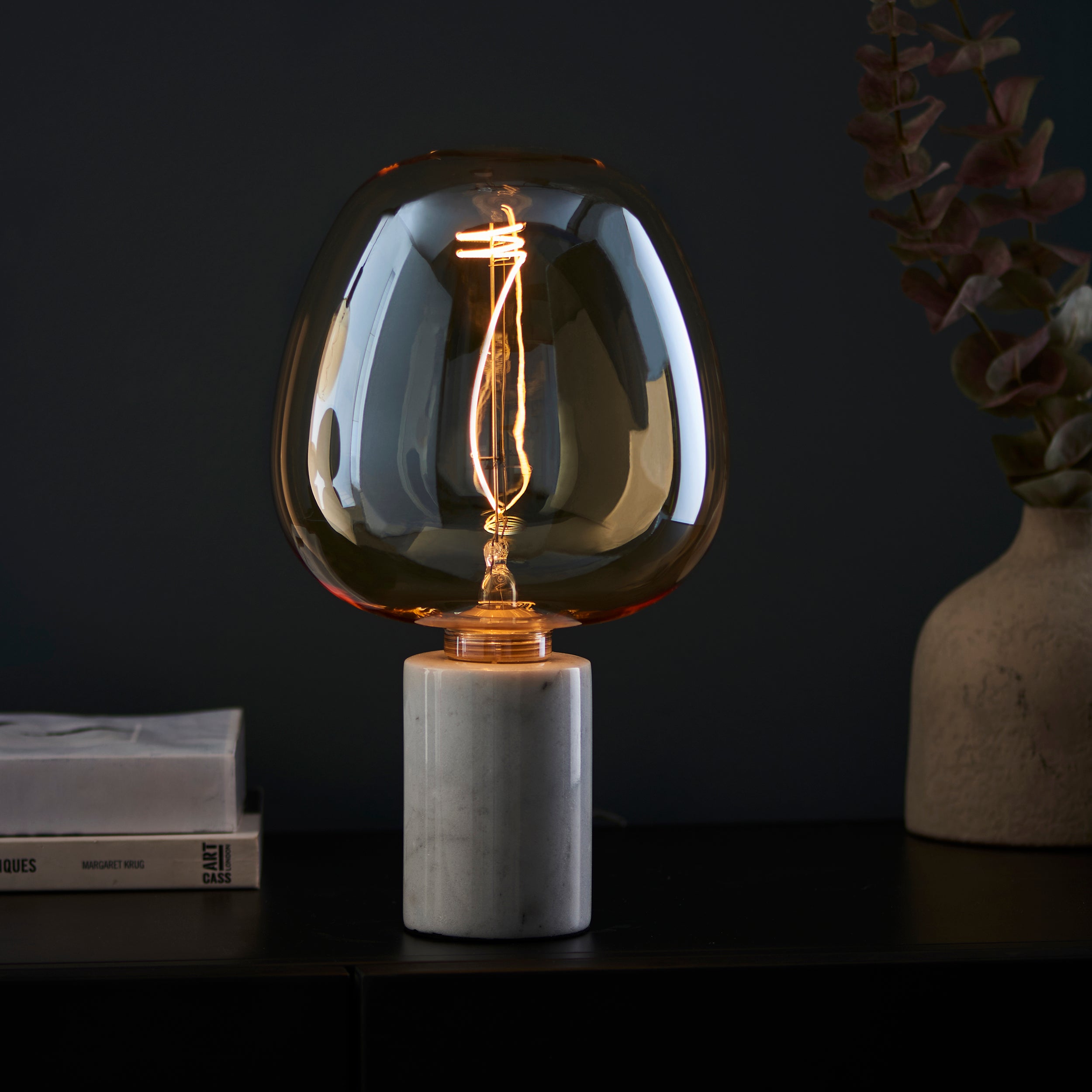 Swirl LED Bulb. Amber Glass