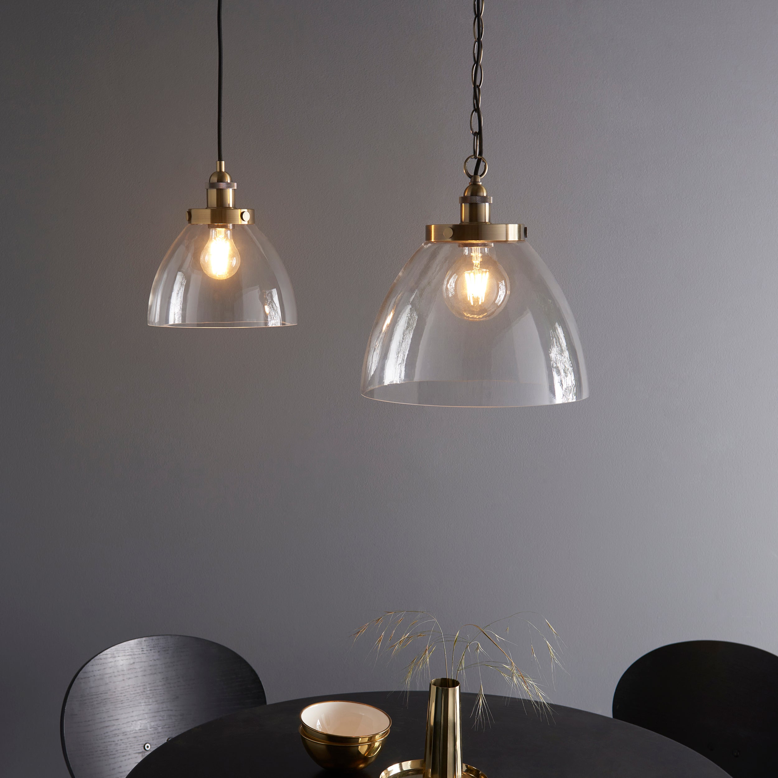 Hansen Authentic Resto Style Brass and Glass Pendant Light
