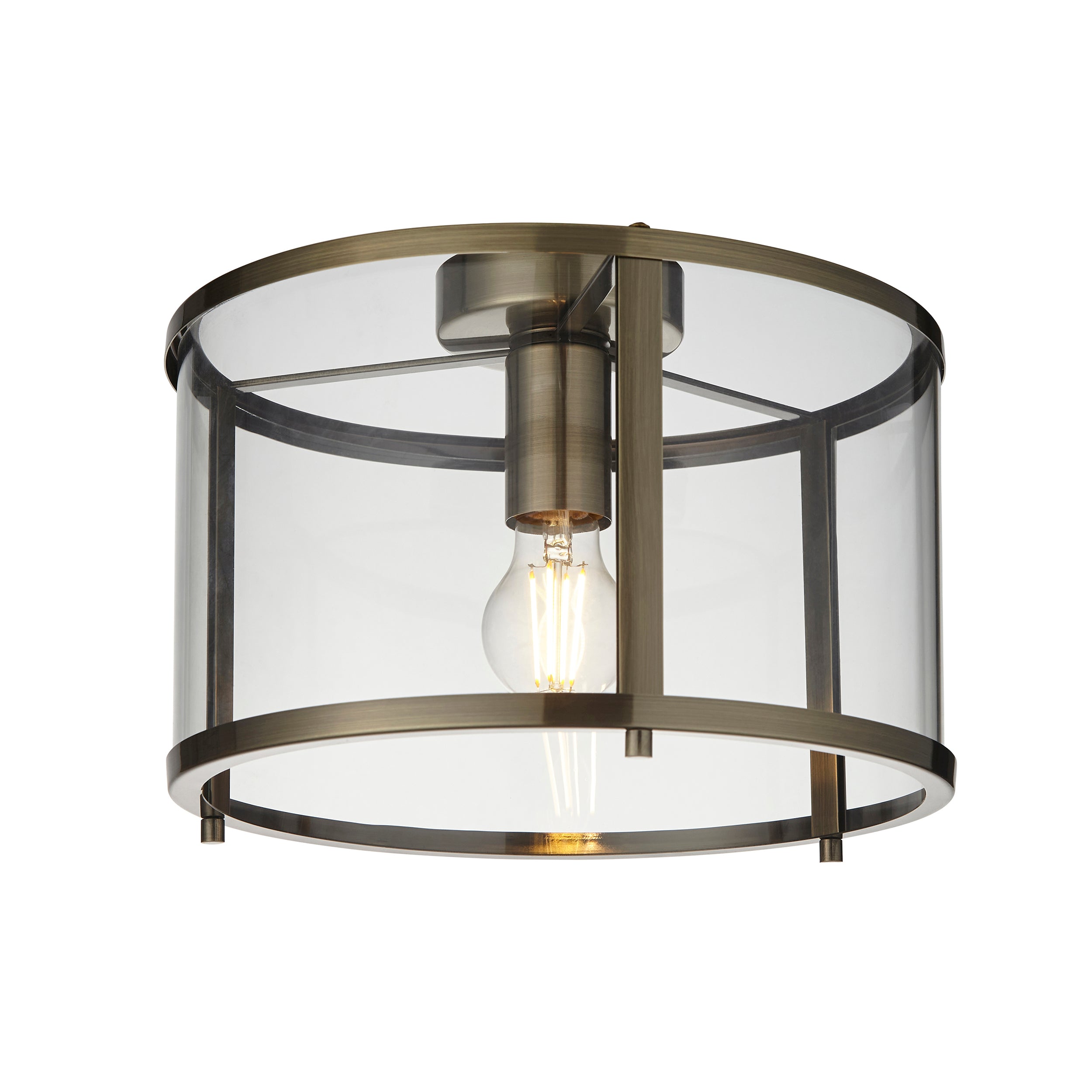 Hopton Simple Antique Brass and Glass Ceiling Light