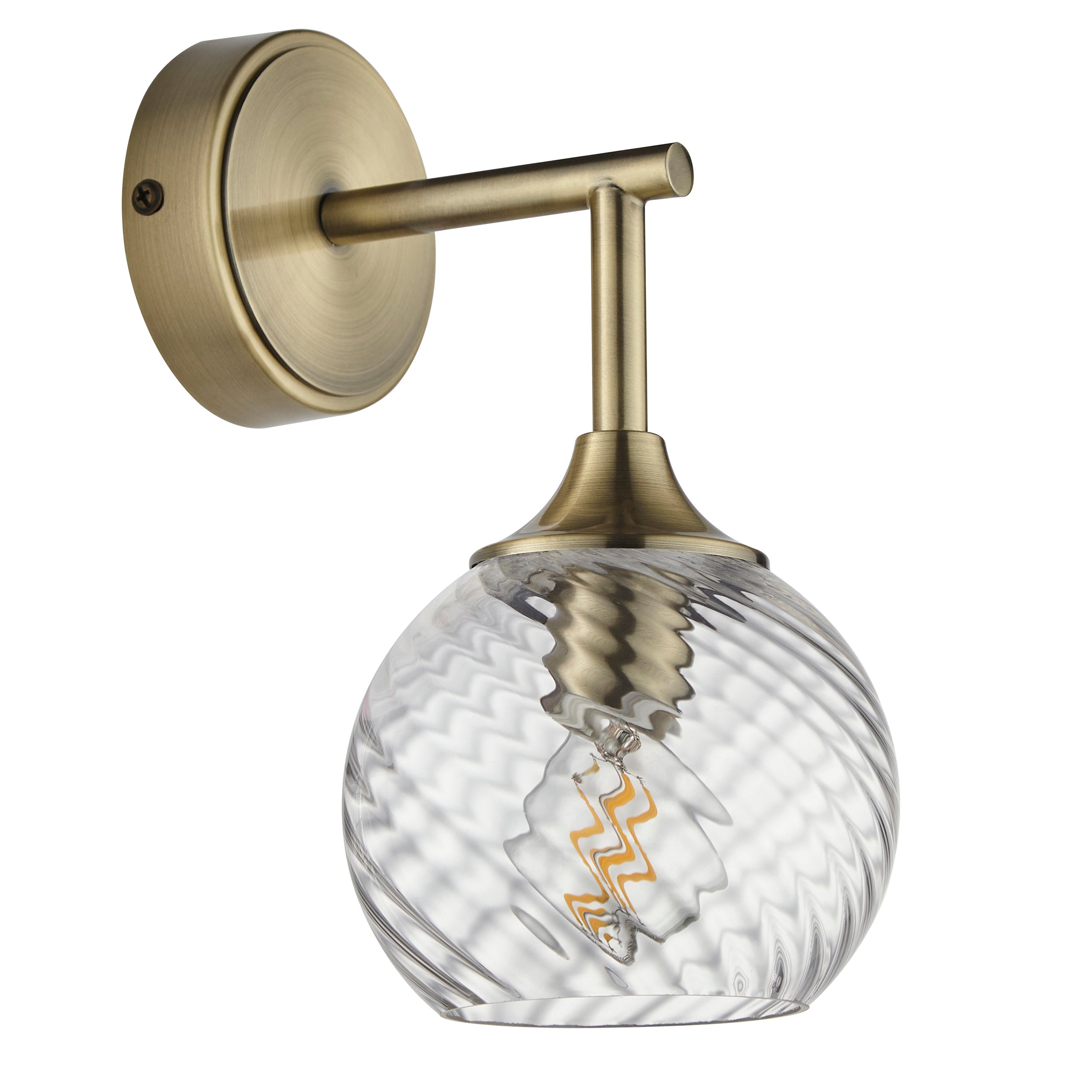 Allegra Antique Brass & Spiral Glass Wall Light