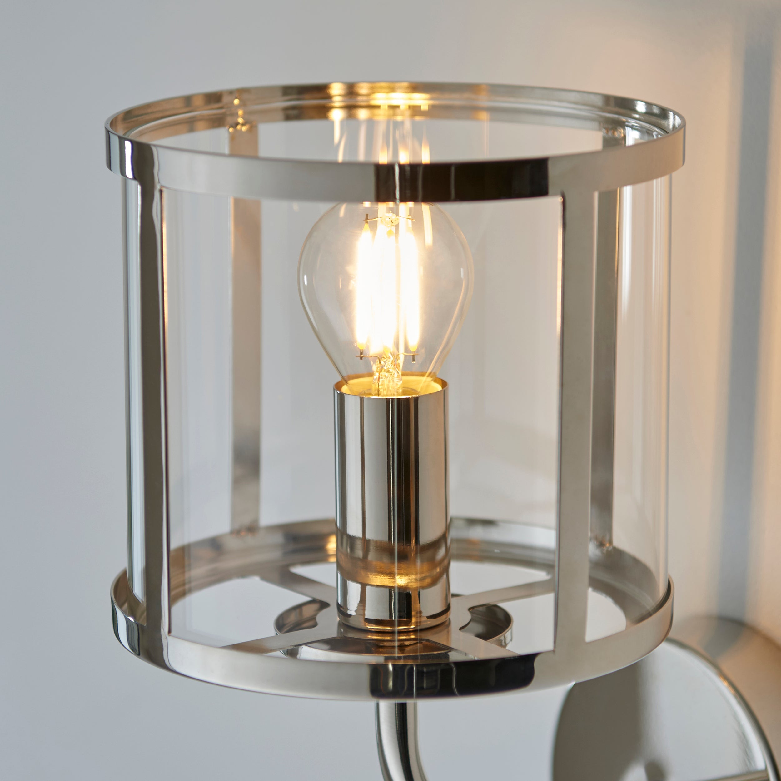 Hopton Simple Bright Nickel and Glass Wall Light