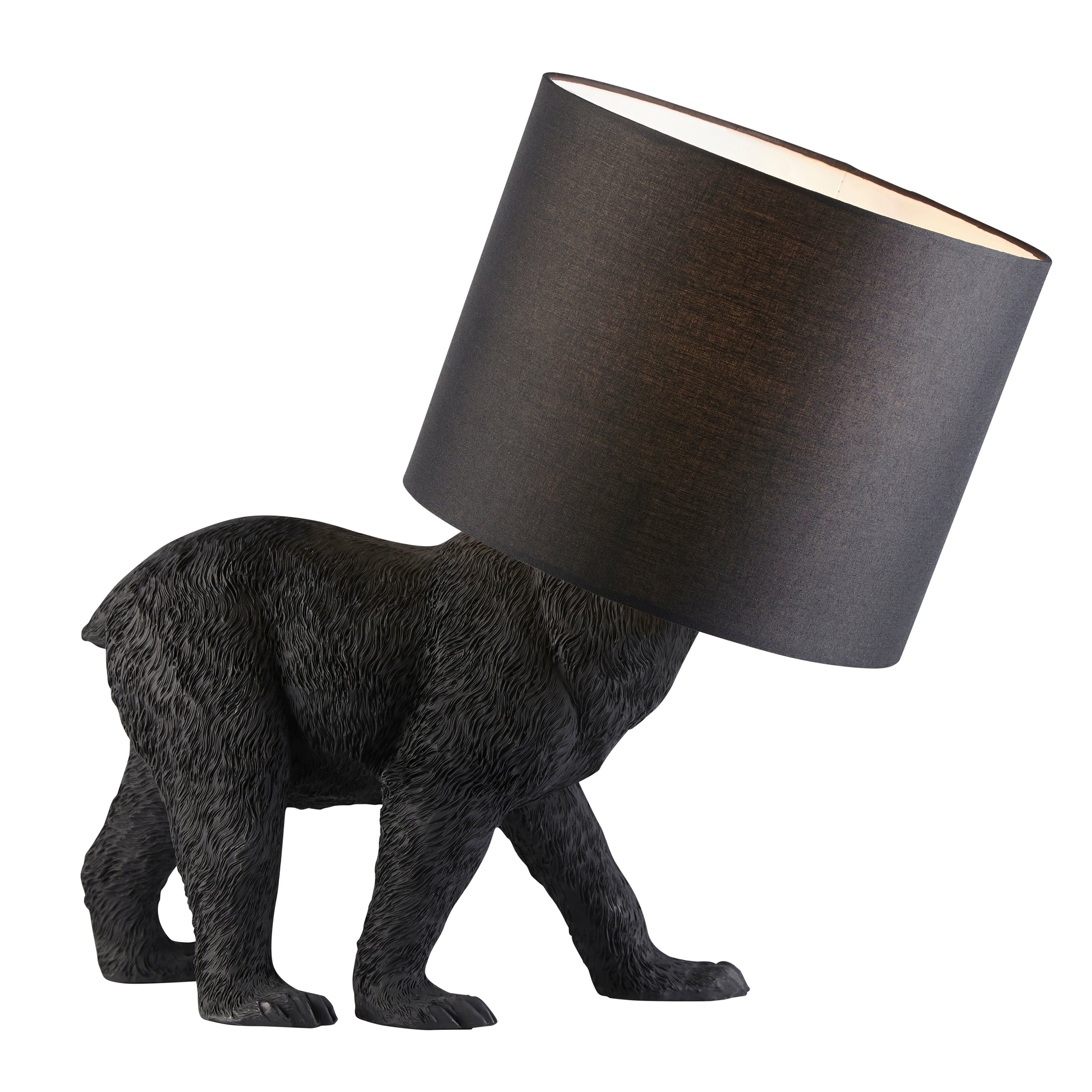 Barack Bear Detailed Design Table Lamp in Black Resin