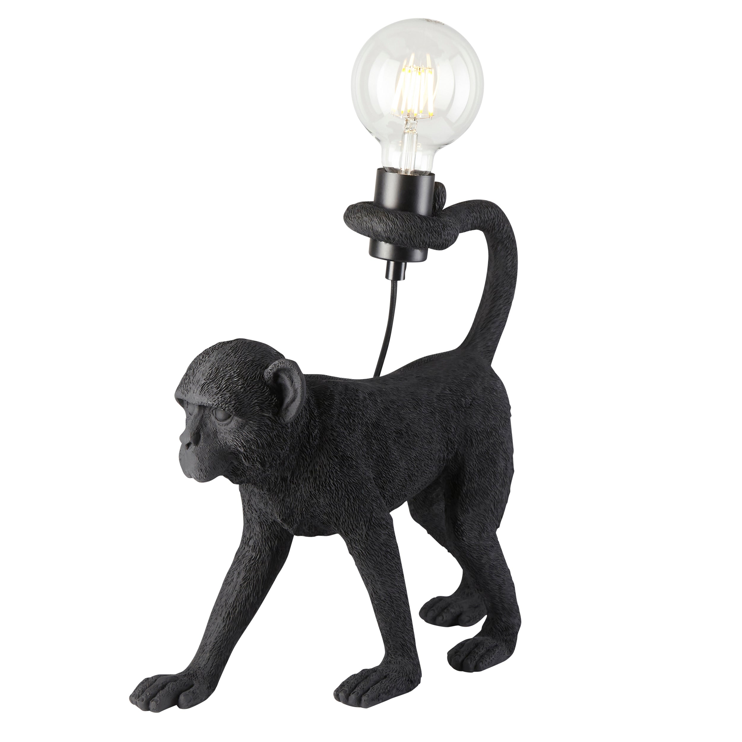 Capuchin Monkey High Detailed Table Lamp in Matt Black