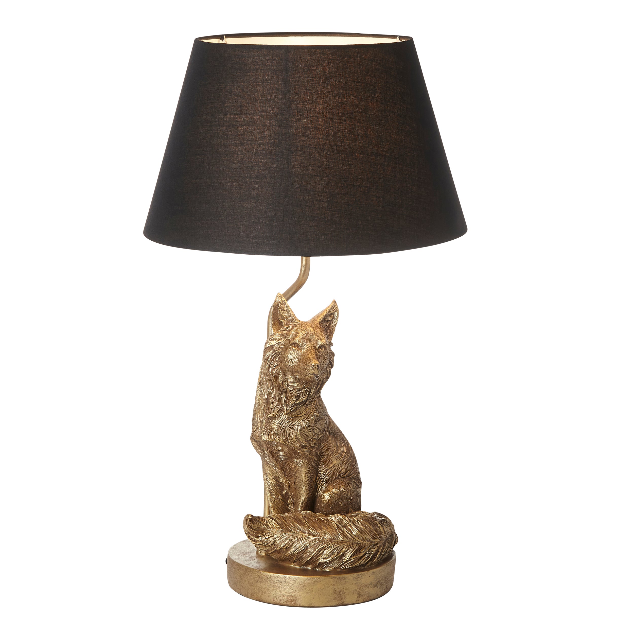 Fox Detailed Figurine Table Lamp in Gold