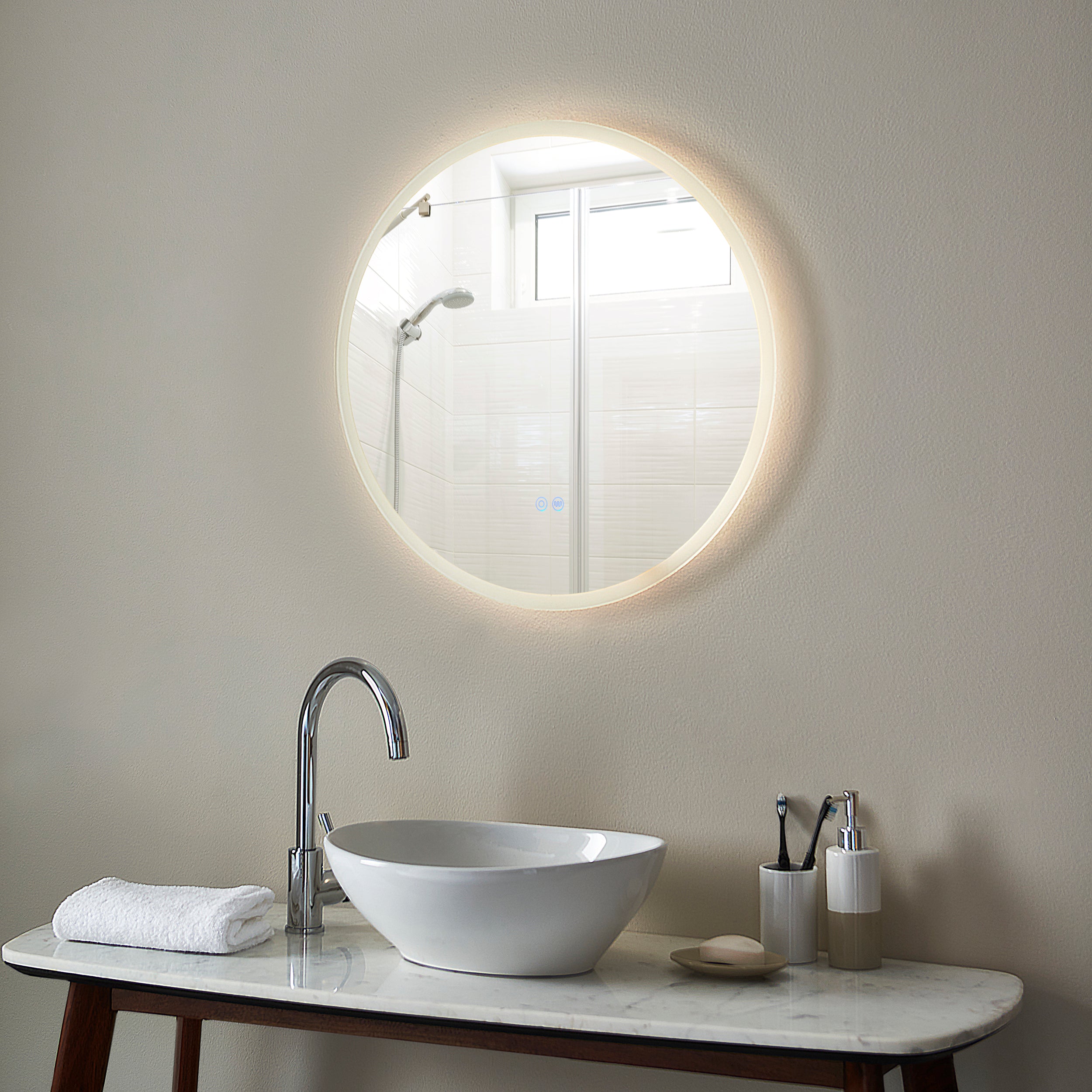 Eclipse LED Bathroom Mirror CCT. Built in Demister