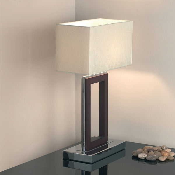 Portal Dark Wood & Polshed Chrome Table Lamp