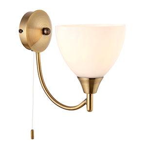 Alton Traditional Wall Light With Pull Cord. Brass