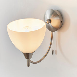 Alton Traditional Wall Light With Pull Cord. Satin Chrome