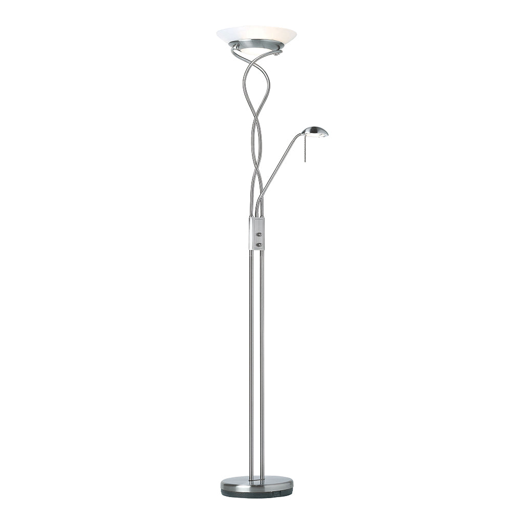 Monaco Mother & Child Task Floor Lamp in Satin Chrome