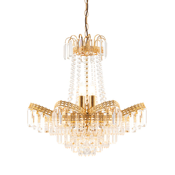 Adagio Gold Pendant Light With Clear Faceted Glass Crystal Droplets