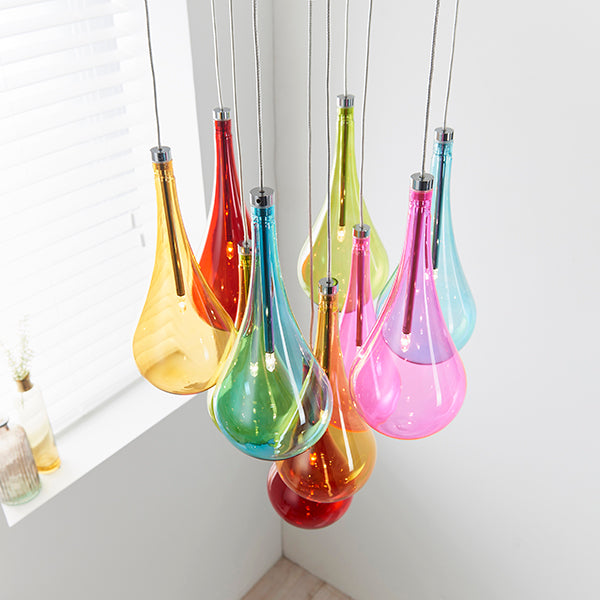 Niro Multi Coloured Glass & Chrome Pendant Light