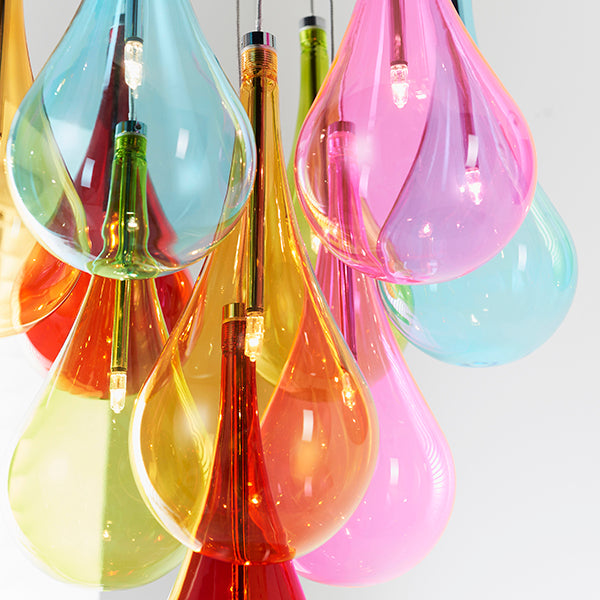 Niro Multi Coloured Glass & Chrome Pendant Light