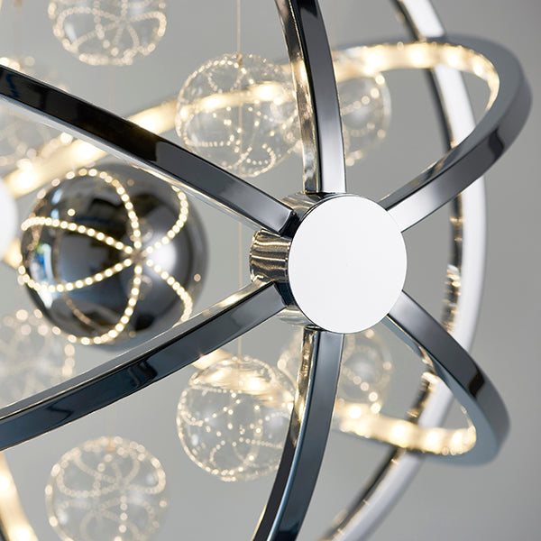 Muni Striking Contemporary LED Pendant in Chrome 390mm