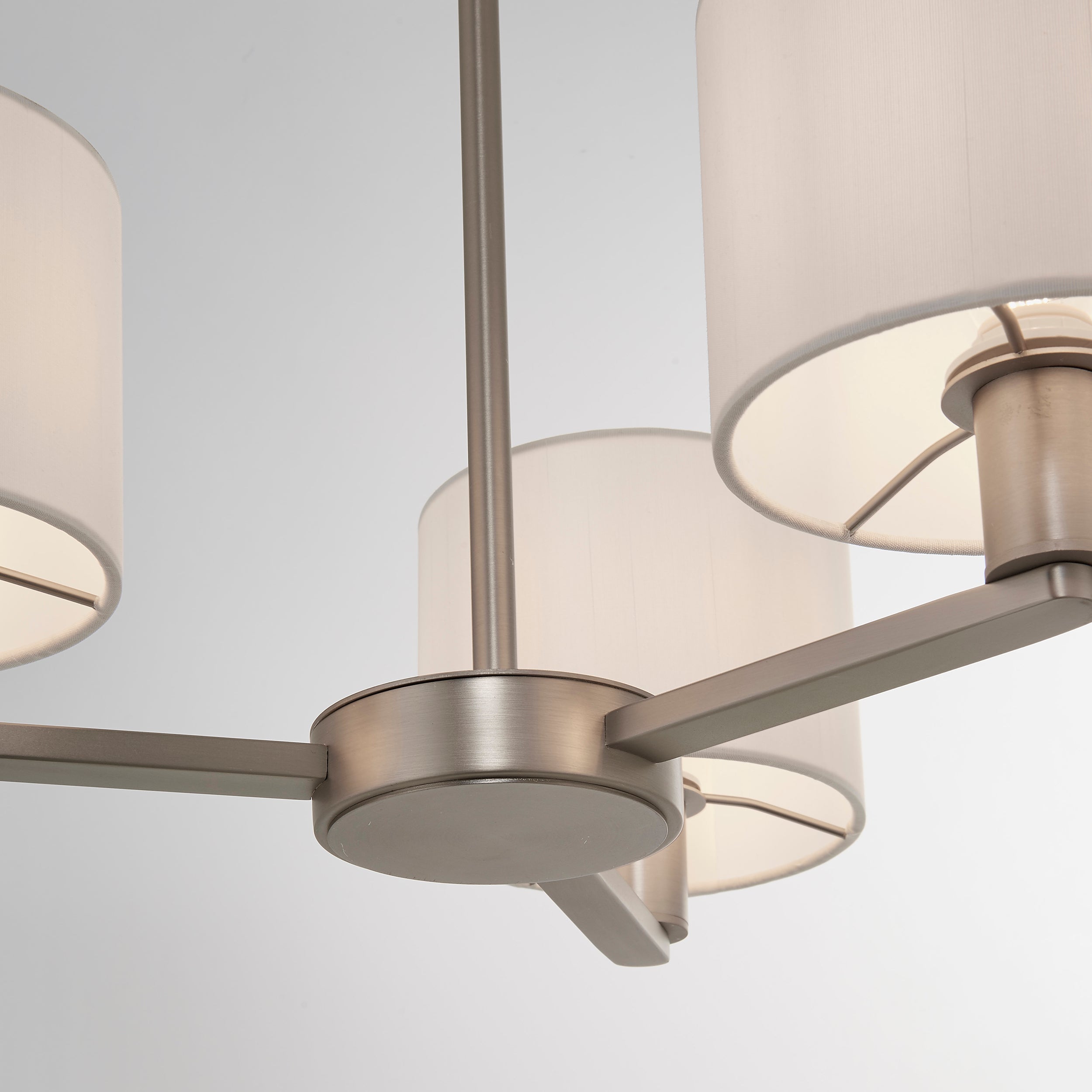 Daley 3 Light Pendant. Nickel With Vintage White Shades