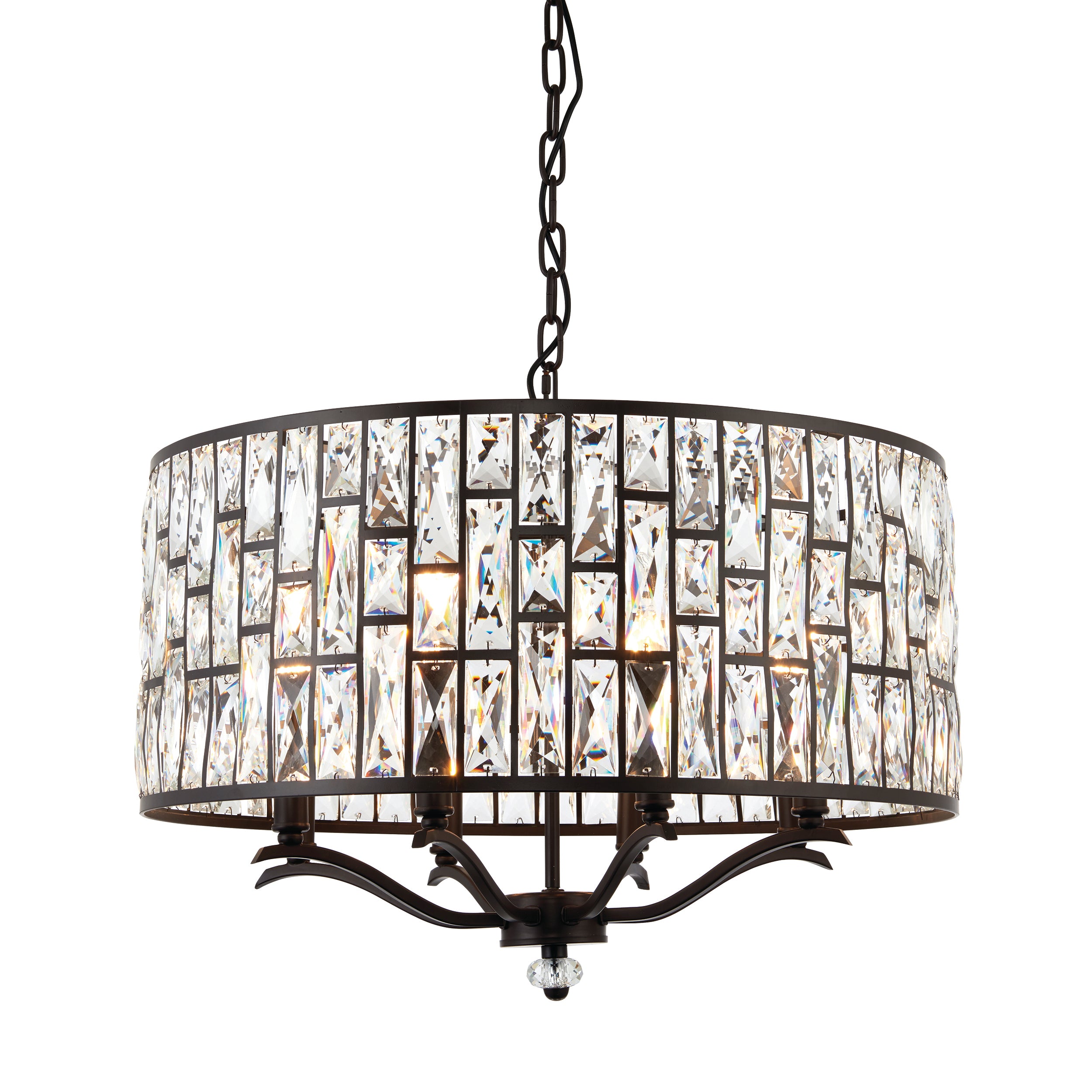 Belle Dark Bronze & Clear Crystal Glass 8 Light Pendant