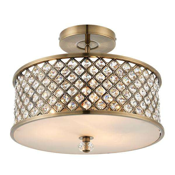 Armstrong Lighting:Hudson Antique Brass Semi Flush Ceiling Light