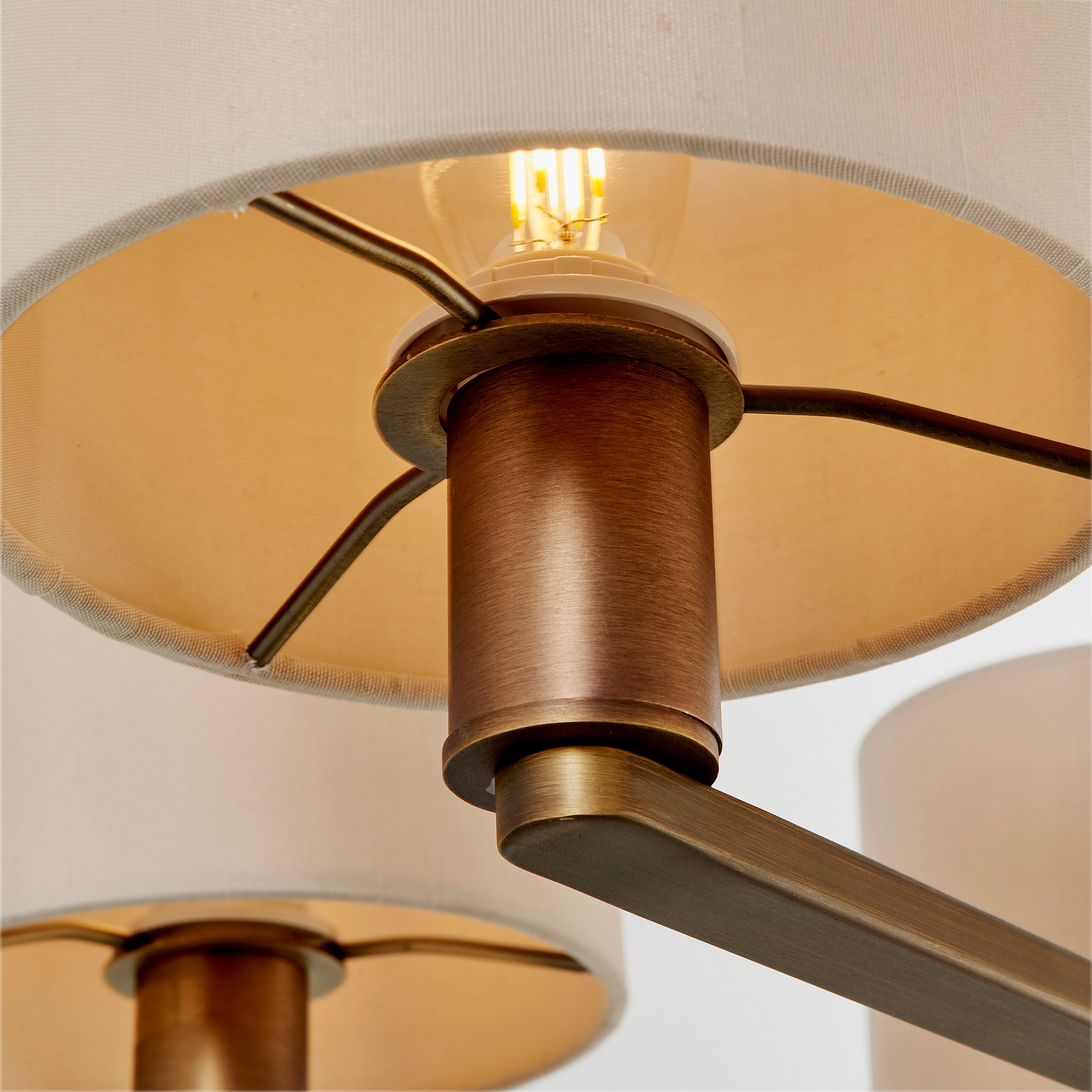 Daley 5 Light Pendant. Bronze With Marble Silk Shades
