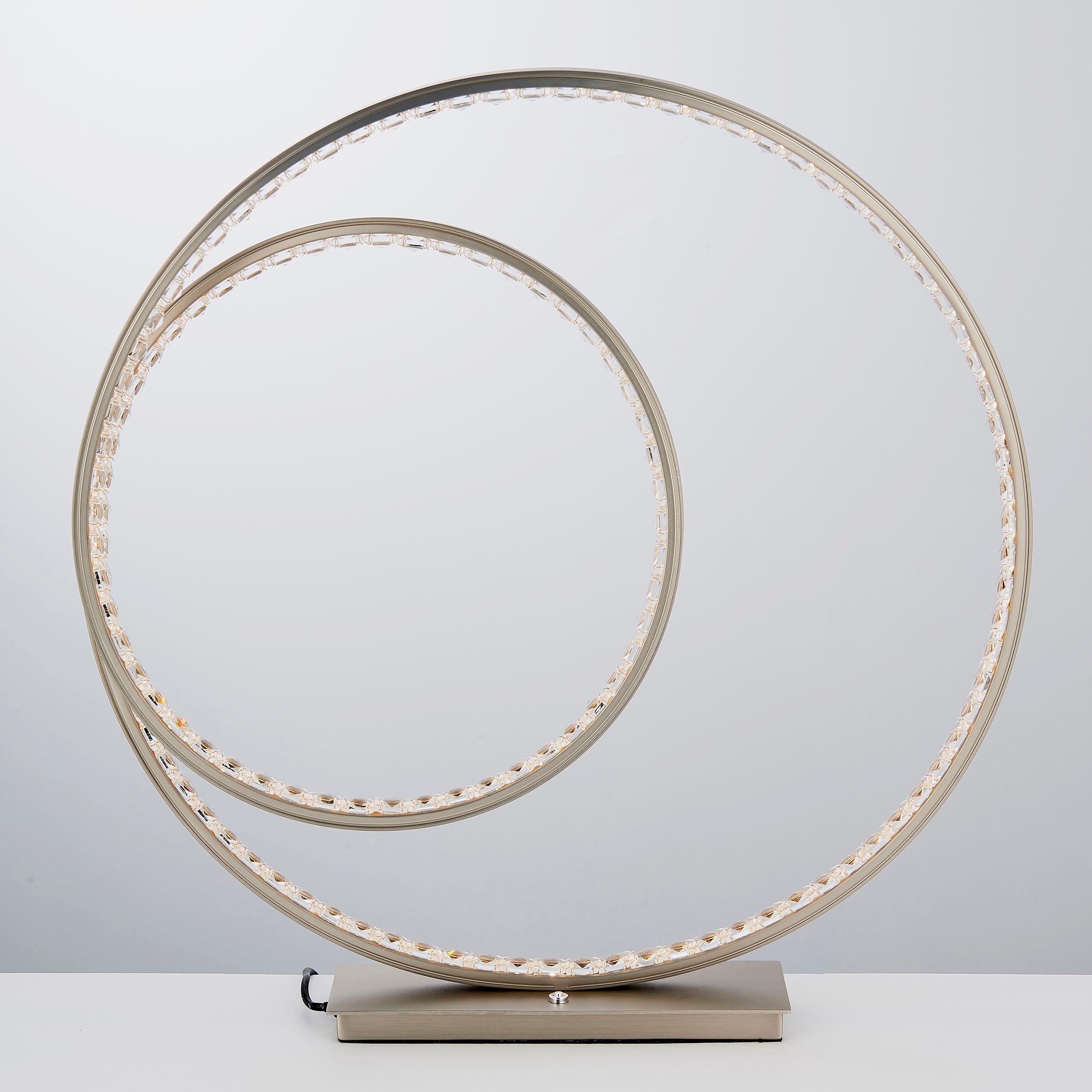 Eternity Touch Table Lamp. Matt Nickel & Crystal Finish