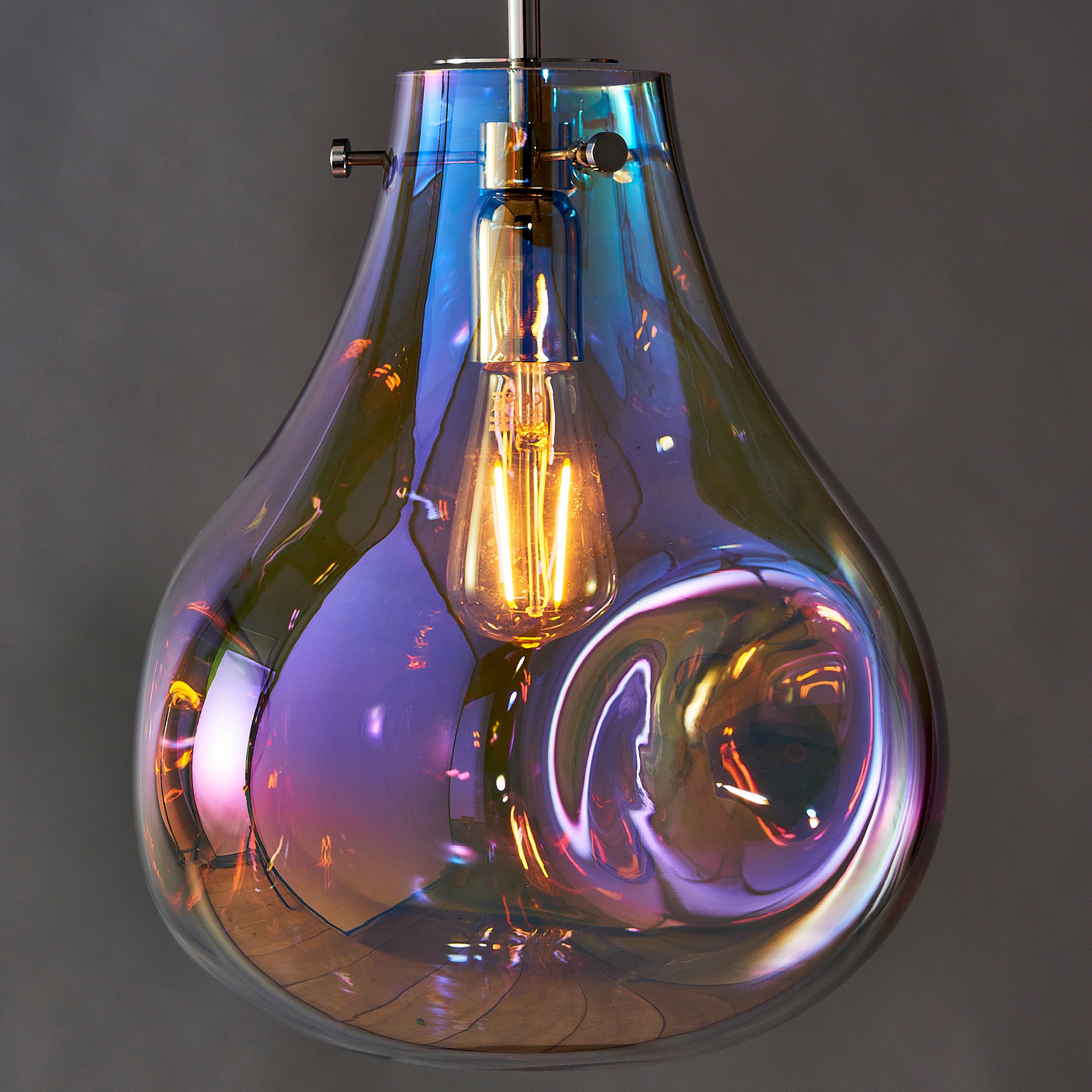 Iridescent Blown Glass Pendant Light