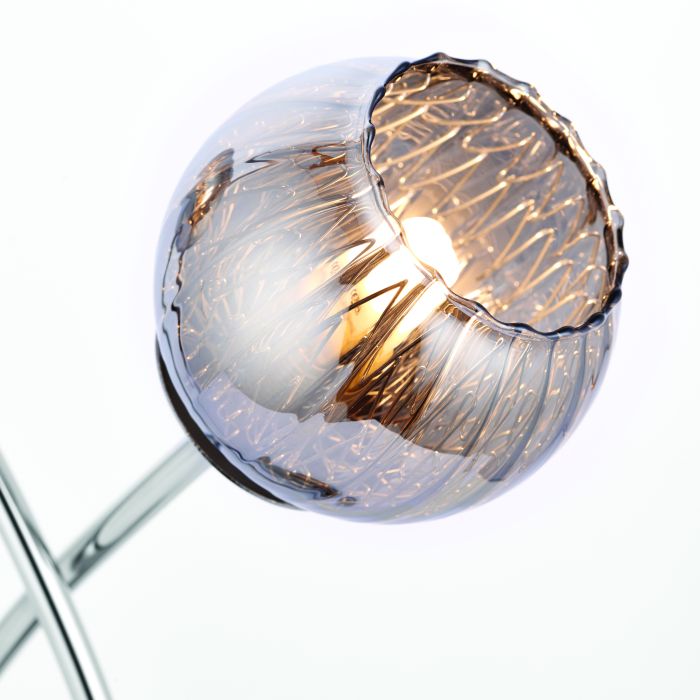 Aerith Chrome And Smoked Mirror Glass Table Lamp. Touch Control