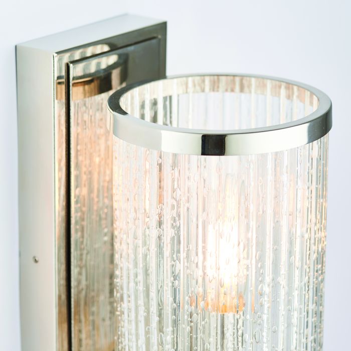 Easton Bright Nickel and Ribbed Glass Wall Light