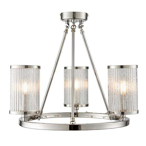 Armstrong Lighting:Easton Bright Nickel Semi Flush Ceiling Light
