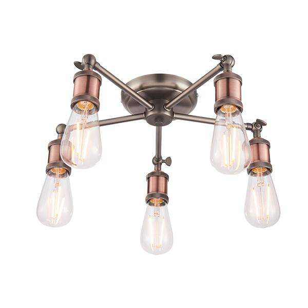 Armstrong Lighting:Hal Aged Pewter & Copper Flush Ceiling Light