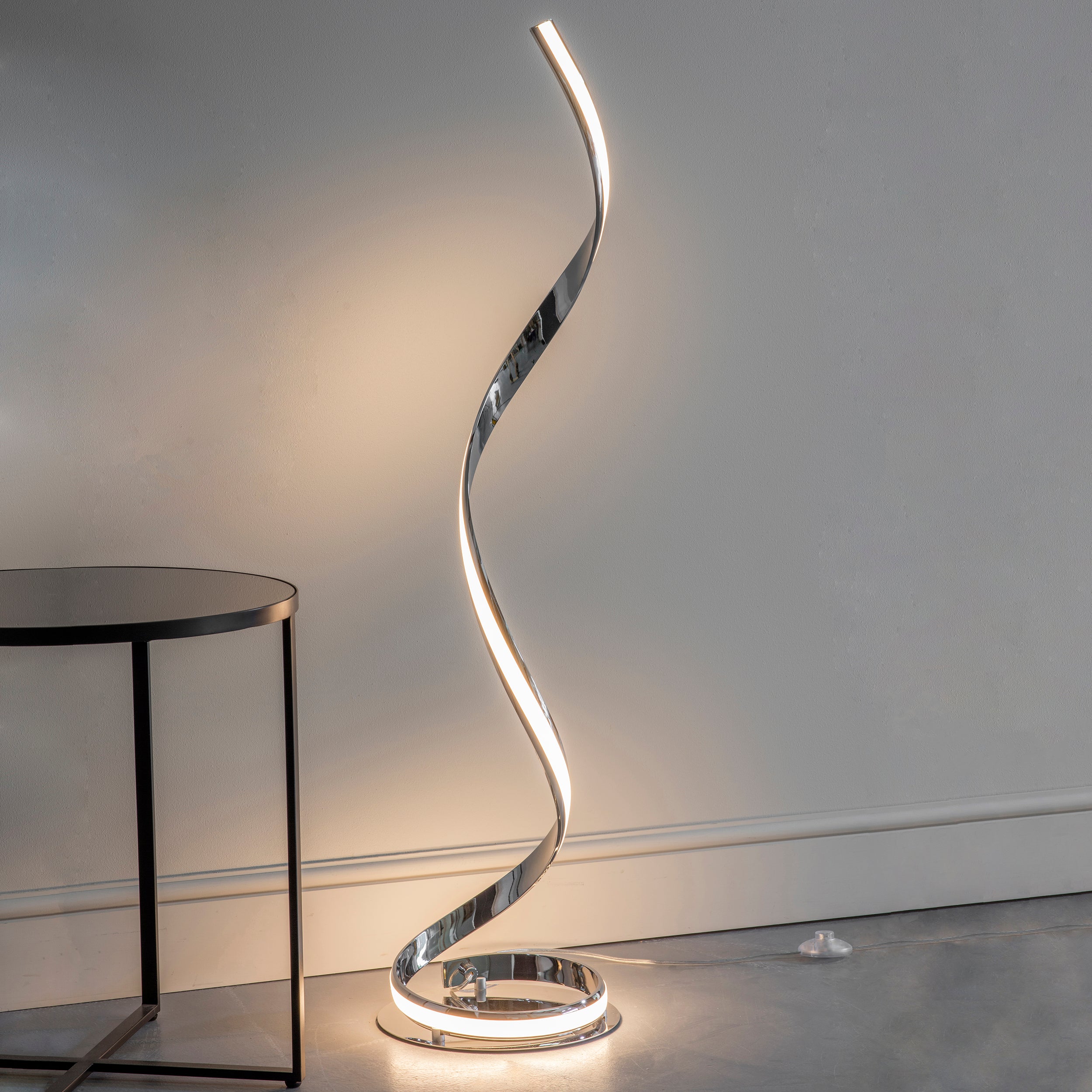 Aria Floor Lamp. Chrome Plated & Integrated LED