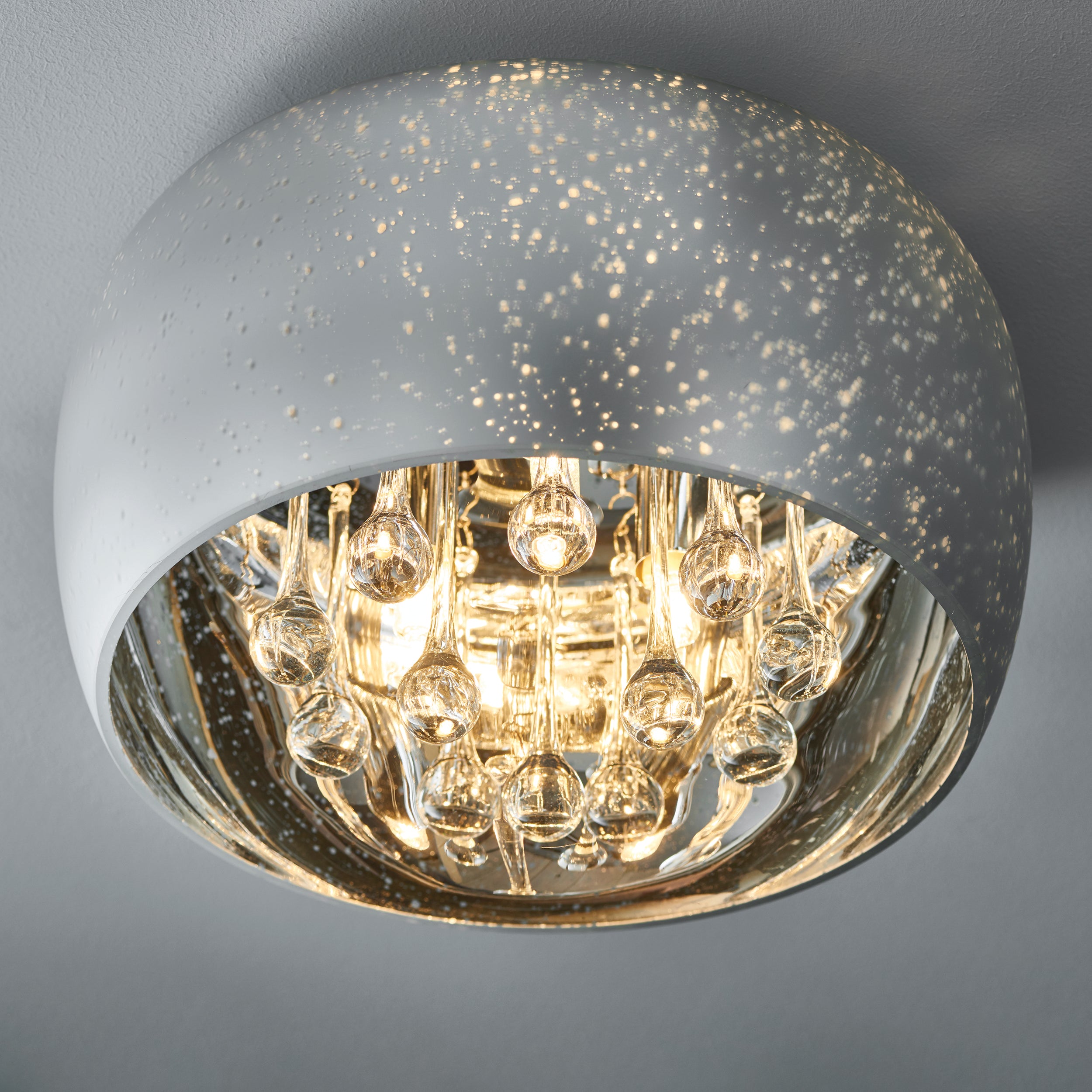 Eclipse Ceiling Light. Chrome Plate Glass & Clear Glass