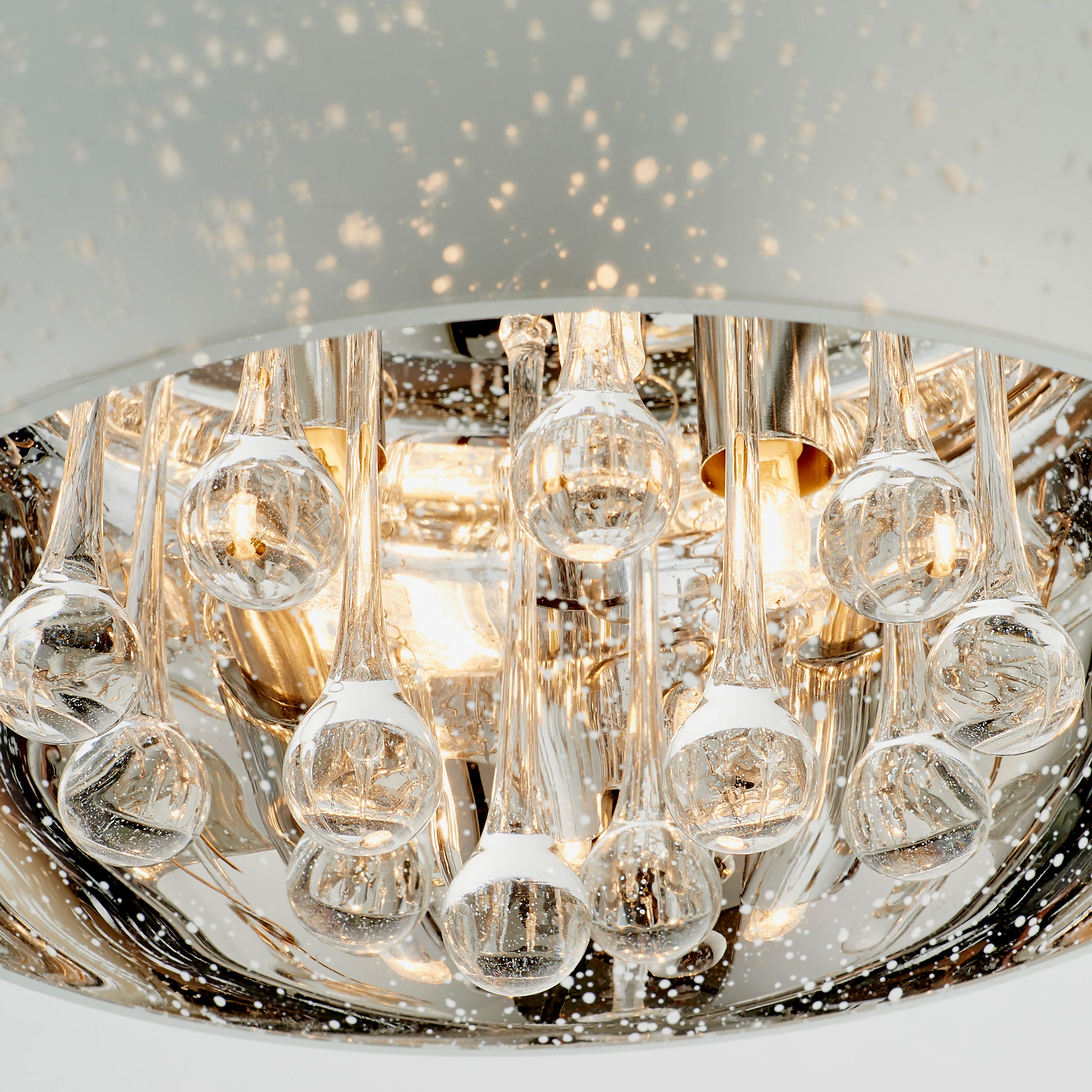 Eclipse Ceiling Light. Chrome Plate Glass & Clear Glass