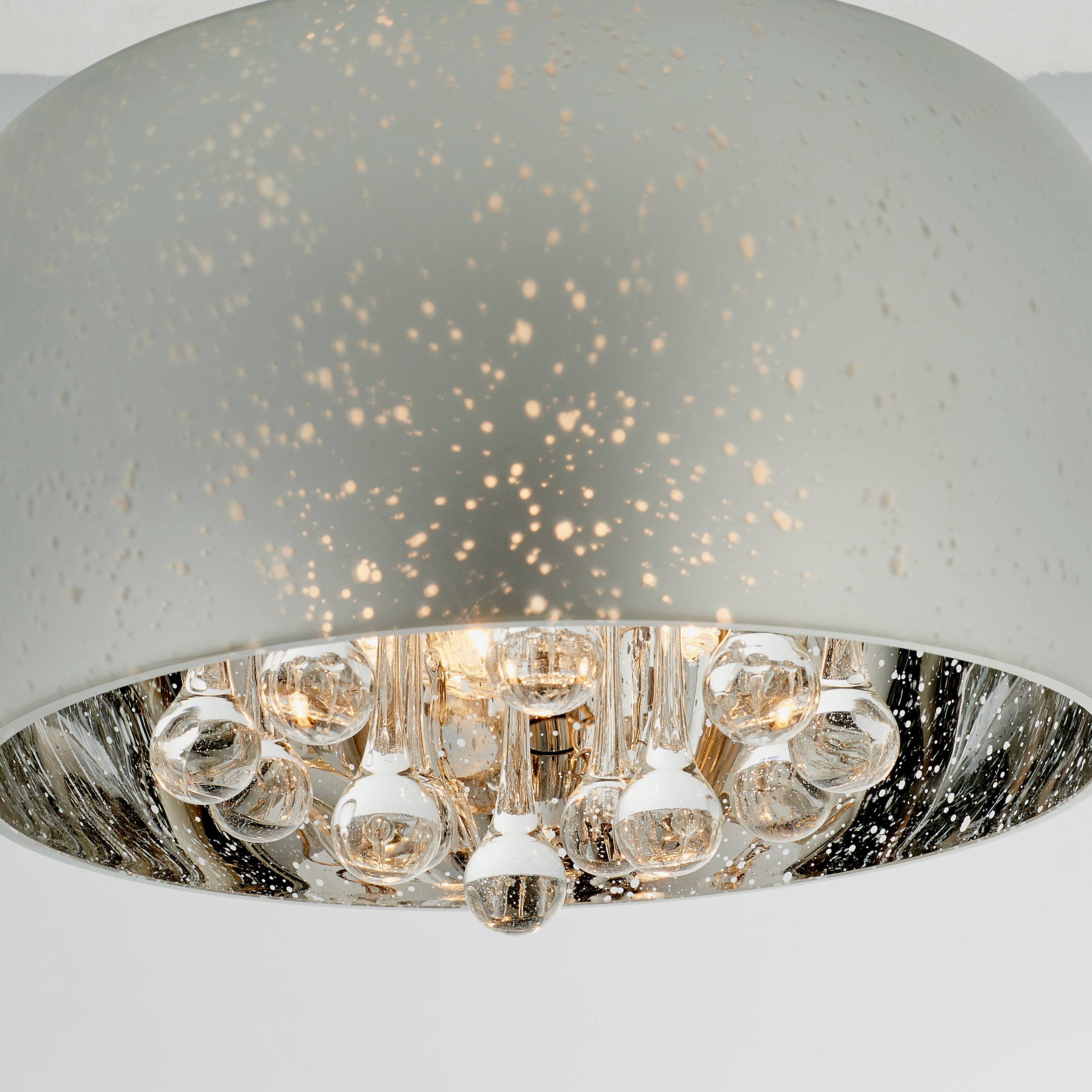 Eclipse Ceiling Light. Chrome Plate Glass & Clear Glass