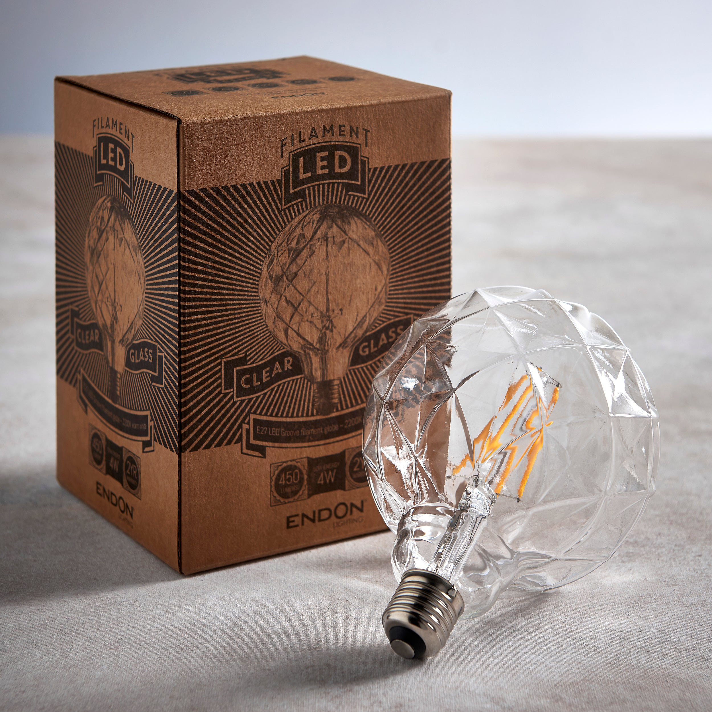 Groove LED Bulb. Clear Glass