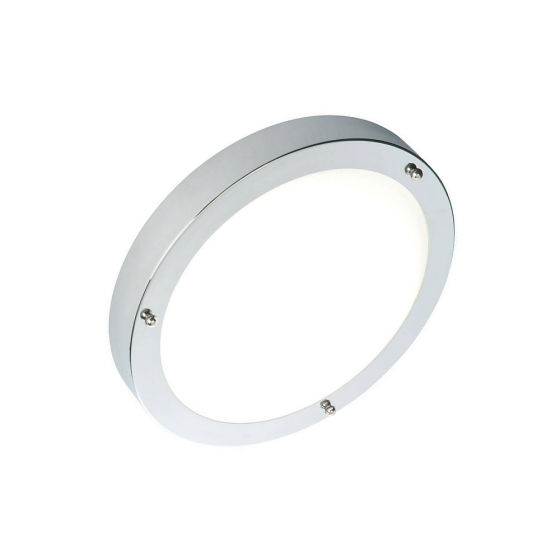 Portico 9W LED Flush Chrome Plate & Frosted Glass IP44 650Lm