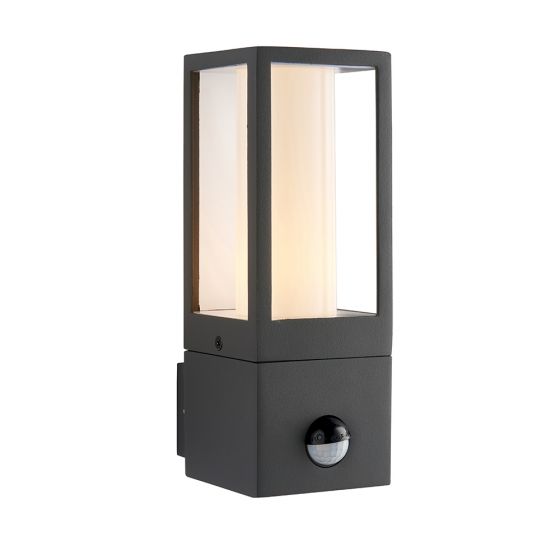 Lantern Wall Light Grey With Motion Sensor