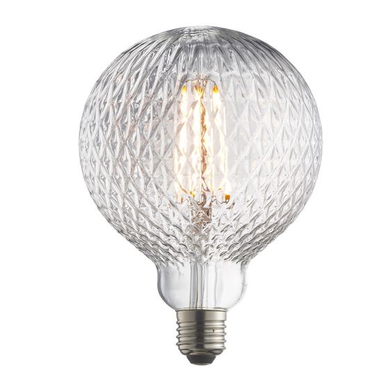 4W LED E27 Faceted Globe Bulb - Warm White, Clear Glass