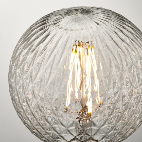 4W LED E27 Faceted Globe Bulb - Warm White, Clear Glass