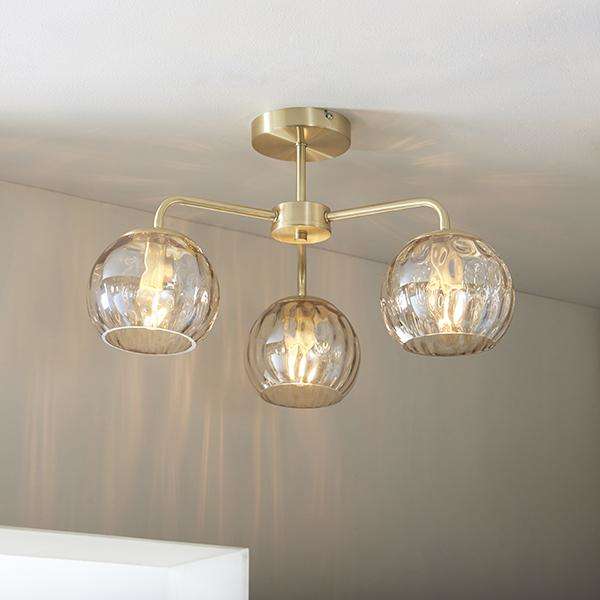 Armstrong Lighting:Dimple Brushed Brass Flush Ceiling Light