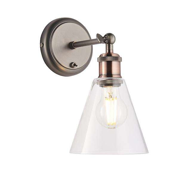 Armstrong Lighting:Hal Aged Pewter and Copper Wall Light