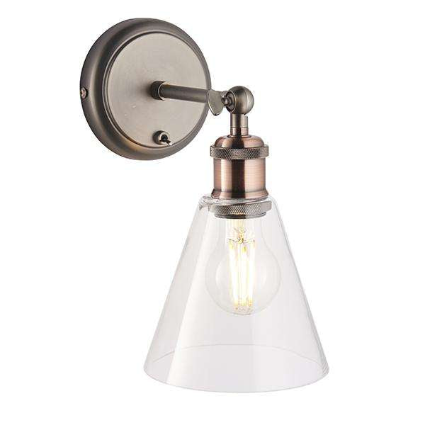 Armstrong Lighting:Hal Aged Pewter and Copper Wall Light