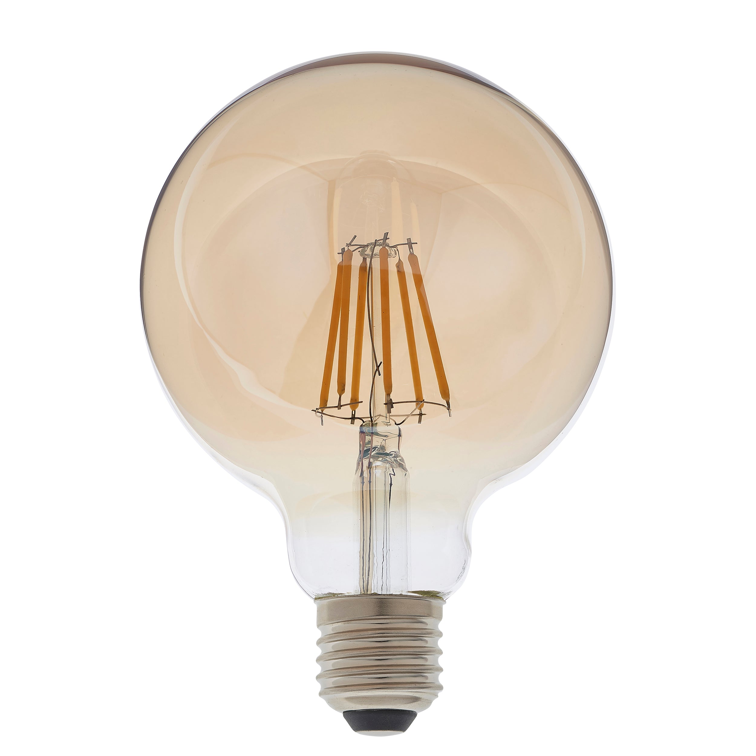 E27 LED Filament Globe Bulb. Amber Glass