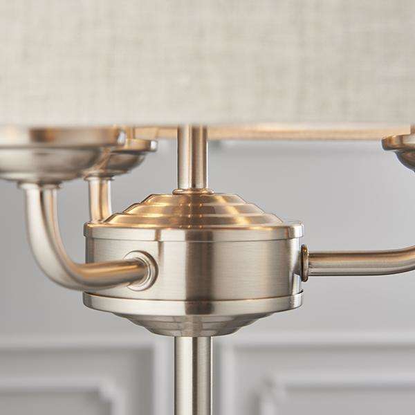 Armstrong Lighting:Highclere 3lt Table Lamp - Natural & Chrome