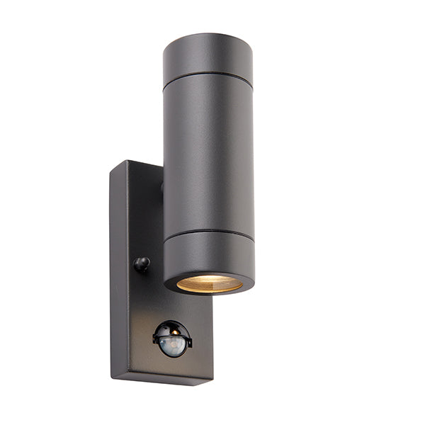 Palin Up & Down Wall Light With Motion Sensor. Anthracite Grey